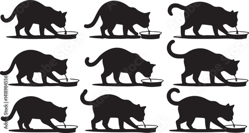 A set of black silhouettes depicts various animals, possibly tigers or similar carnivores, in the act of consuming different fruits (apples, pineapple, oranges/citrus).