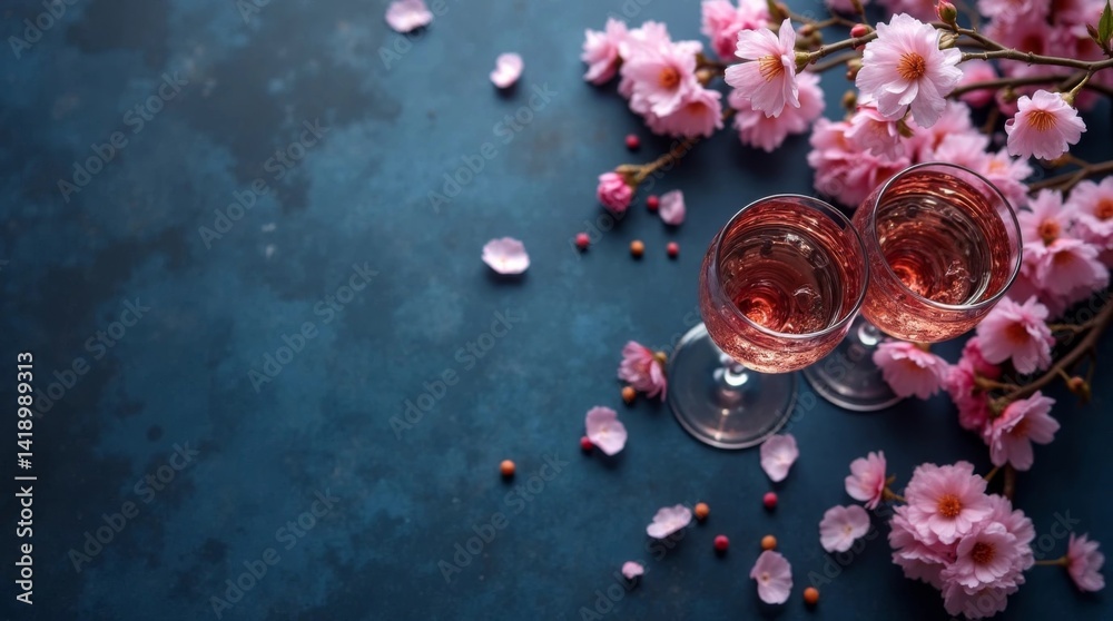 Obraz premium cherry blossom in glass on the blue background