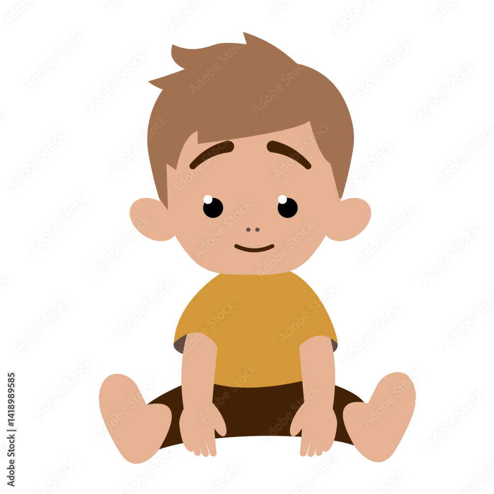 Obraz premium Cute little boy sitting on ground
