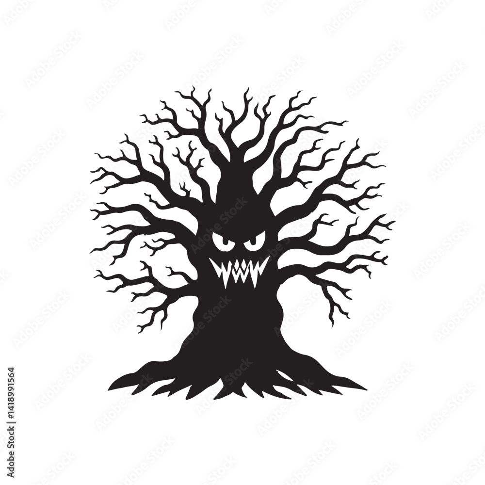 Obraz premium Halloween tree silhouette vector