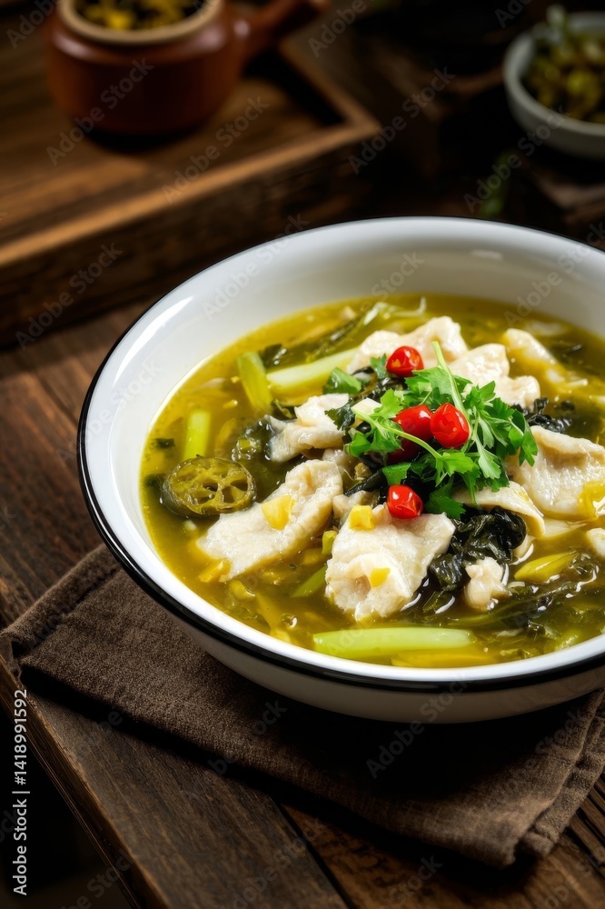 Delicious sauerkraut fish heart-warming taste %A golden soup sauerkraut fish seduces the appetite Delicious sauerkraut fish heart-warming taste %A golden soup sauerkraut fish seduces the appetite