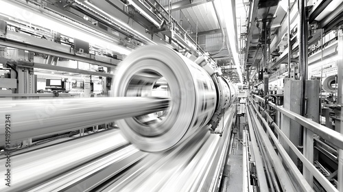High speed Printing Press Rapidly Producing Newspapers with Dynamic Motion Blur Effect Capturing the Efficiency and Urgency of the News Publication Industry