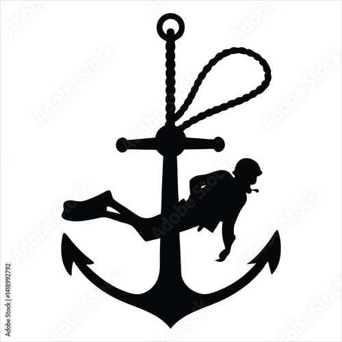 Dive flag integrated with a diver and shark