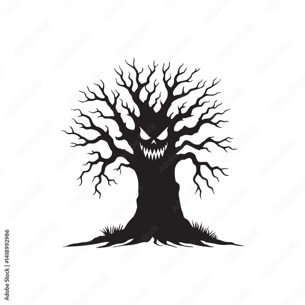 Obraz premium Halloween tree silhouette vector
