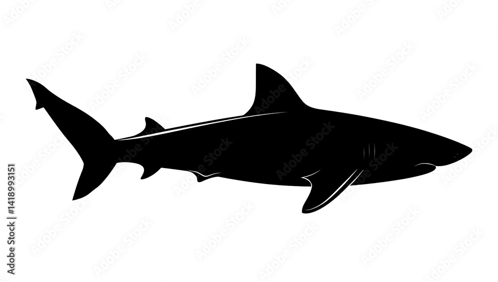 Shark silhouette with a clean, transparent background Shark silhouette with a clean, transparent background