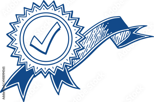 Blue Badge Seal with White Check Mark | Trustworthy Approval Symbol Design