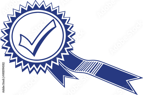 Blue Badge Seal with White Check Mark | Trustworthy Approval Symbol Design