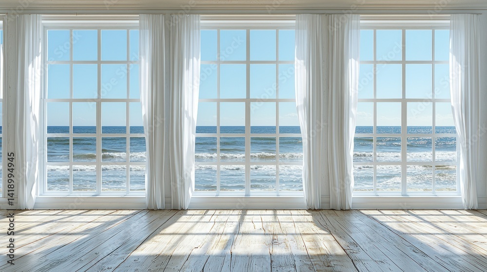 Obraz premium Ocean View Room with Wide Windows