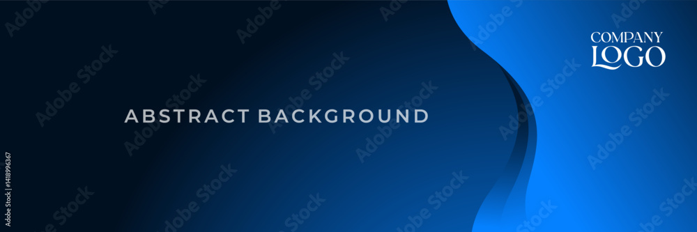 Blue Abstract Wave Background with Company Logo Placeholder