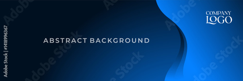 Obraz na płótnie Blue Abstract Wave Background with Company Logo Placeholder w salonie