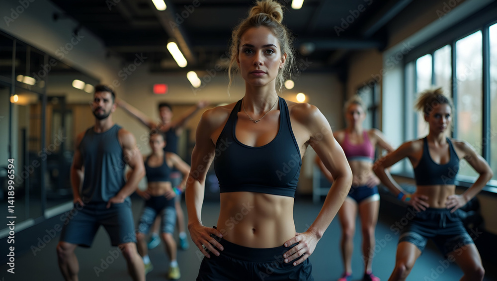 Dynamic Fitness Training: Dedicated Individuals Engaged in Rigorous Workouts in Modern Gyms - Motivational Athletic Routines with Space for Text Dynamic Fitness Training: Dedicated Individuals Engaged in Rigorous Workouts in Modern Gyms - Motivational Athletic Routines with Space for Text