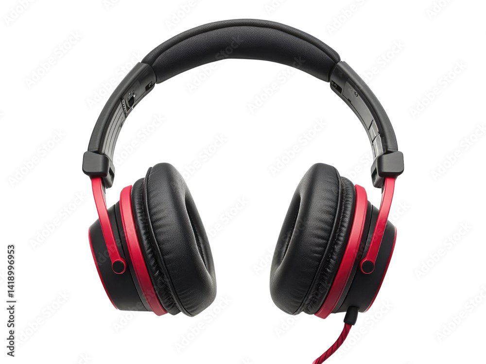 Red and Black Over-Ear Headphones: Stylish Audio Accessory for Music Lovers and Gamers Red and Black Over-Ear Headphones: Stylish Audio Accessory for Music Lovers and Gamers