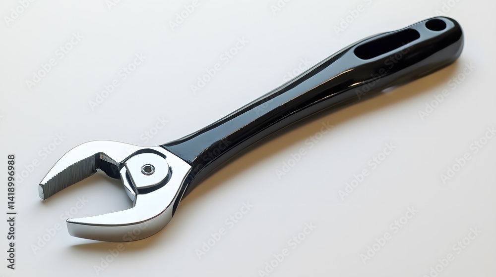 Black Adjustable Wrench on White. Black Adjustable Wrench on White.