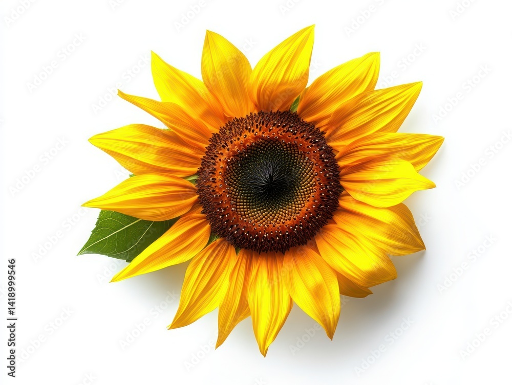 Fototapeta premium A close-up look of a sunflower isolated with white background