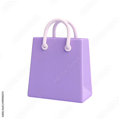 Purple 3D Shopping Bag with White Handles