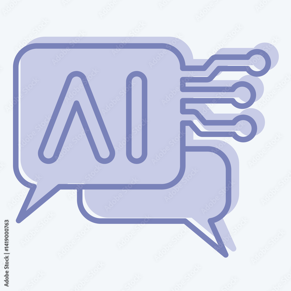 Icon Chat Bot 2. related to Artificial Intelligence symbol. two tone style