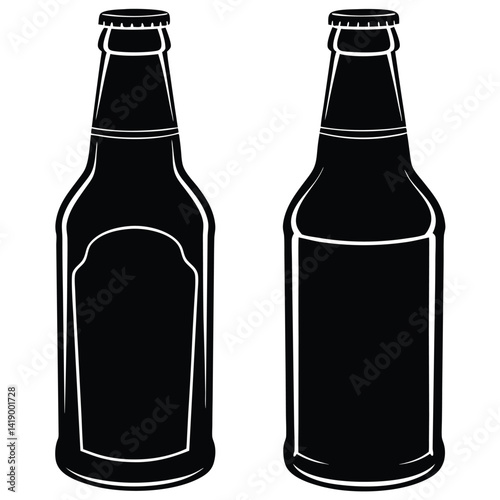 Beer Bottle Silhouette Vector Illustration