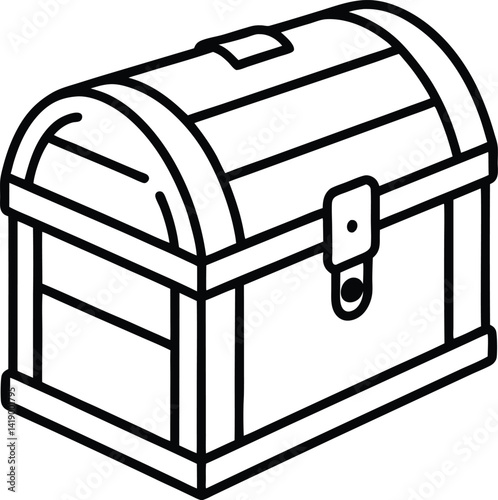 Treasure Chest Vector Symbol | Storage Box, Pirate Loot & Vintage Container Icon