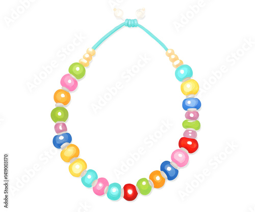 Vibrant friendship bracelet illustration features colorful beads and a cheerful design that captures the essence of connection and shared joy