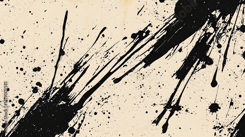 77. Abstract design featuring irregular ink lines and bold splattered paint
