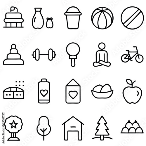 Collection of Simple Line Icons for Kids and Play