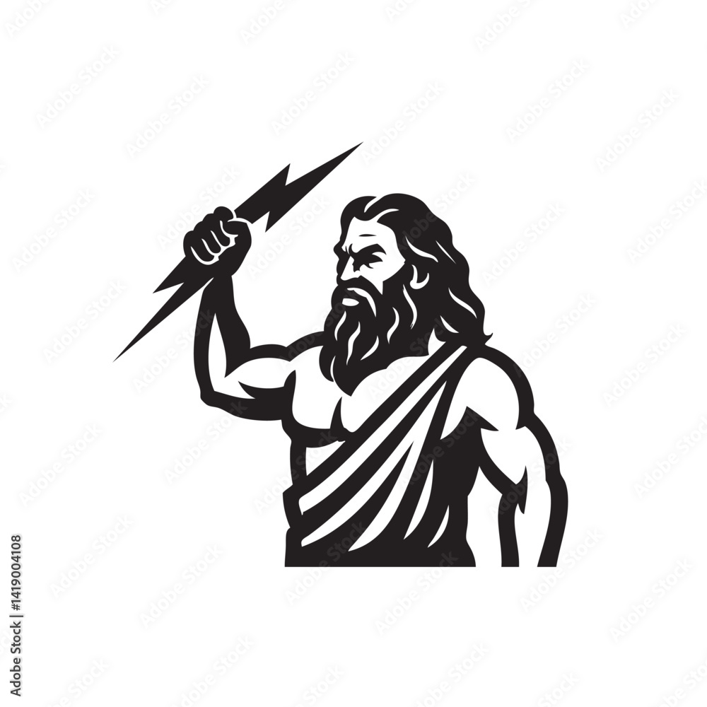 Fototapeta premium vector illustration of zeus with lightning bolts