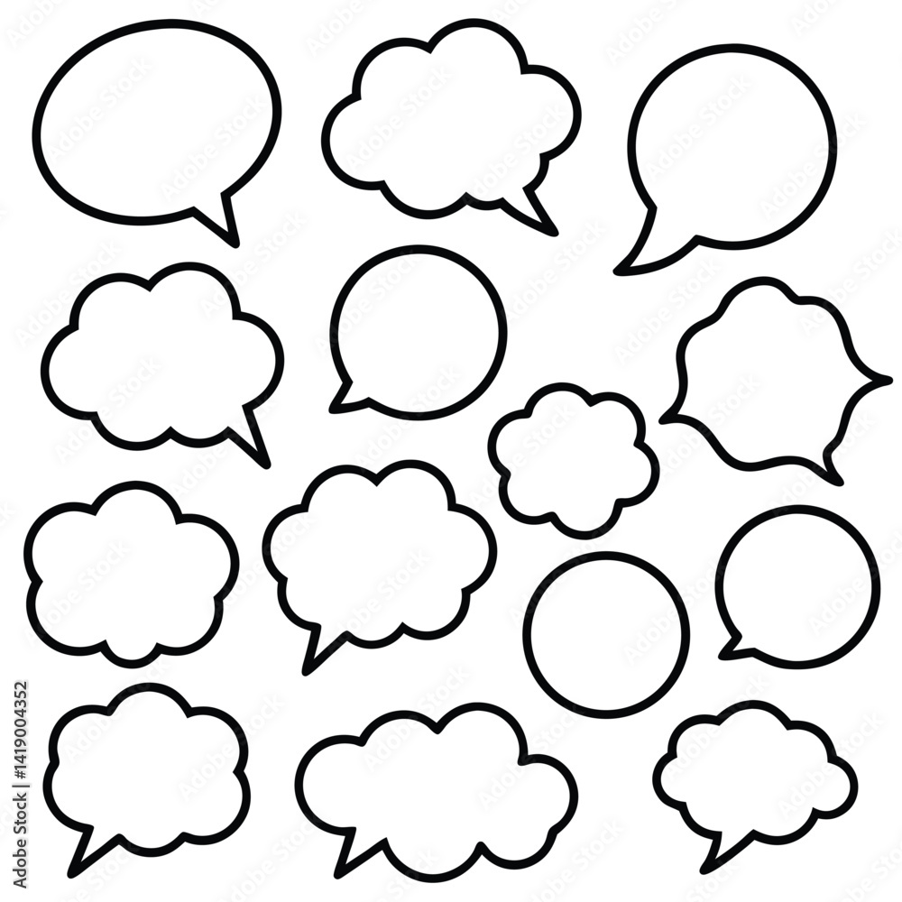 Collection of Various Black Outline Speech Bubbles Collection of Various Black Outline Speech Bubbles