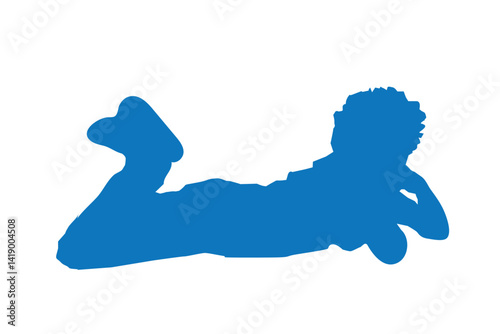 a boy lying down, silhouette vector
