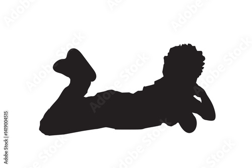 a boy lying down, silhouette vector
