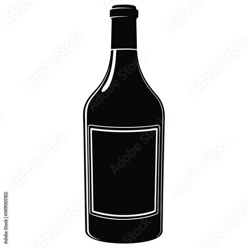 Wine Bottle Silhouette Vector Illustration