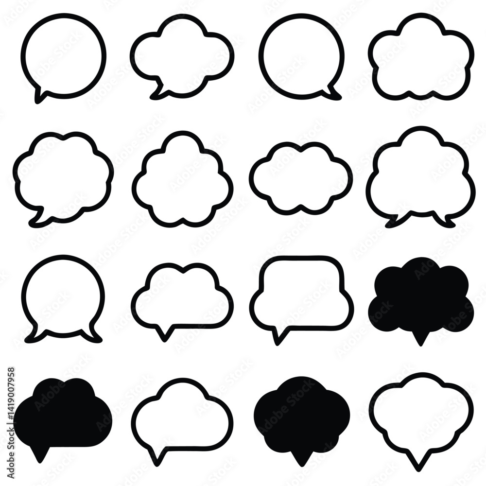 Fototapeta premium Collection of Sixteen Different Speech Bubble Icons