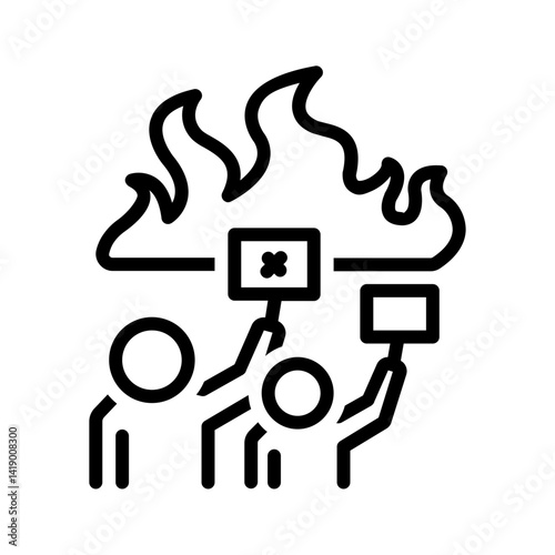 Vector black line icon for Protest