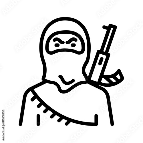 Vector black line icon for Terrorism