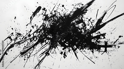 24. Gritty surface of wet ink trails and paint spill marks in an abstract expressive form