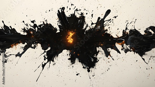 15. Dynamic visual burst of splattered paint and dripping ink in a rough abstract setting