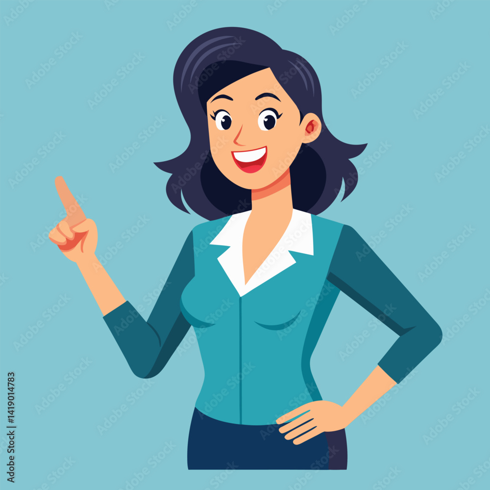Happy stylist young woman pointing at copy space
Happy stylist young woman pointing at copy space