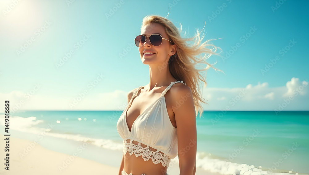 Chic Resort Wear: Elevate Your Beach Fashion with Elegant Silhouettes and Vibrant Trends Under Coastal Skies - Photo Stock Concept Chic Resort Wear: Elevate Your Beach Fashion with Elegant Silhouettes and Vibrant Trends Under Coastal Skies - Photo Stock Concept