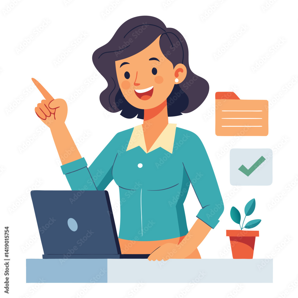 Happy stylist young woman pointing at copy space
Happy stylist young woman pointing at copy space