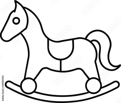 Wooden Horse Toy Vector | Classic Rocker, Vintage Ride-On & Childhood Symbol