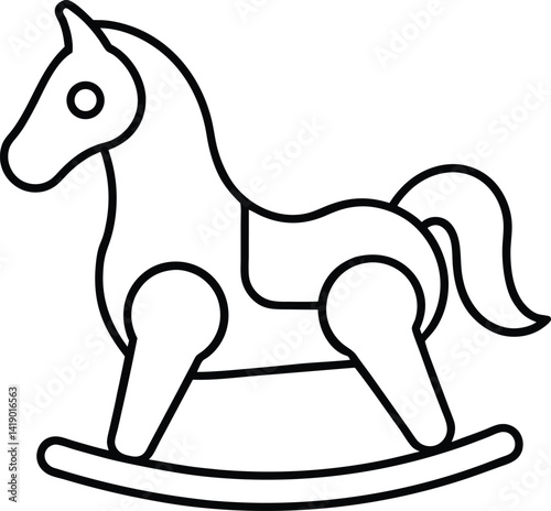 Wooden Horse Toy Vector | Classic Rocker, Vintage Ride-On & Childhood Symbol