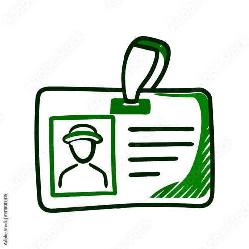 ID badge illustration featuring a photo and personal information, identity verification and workplace access concept