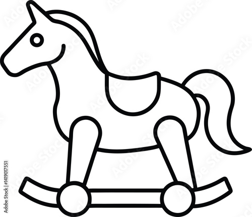 Wooden Horse Toy Vector | Classic Rocker, Vintage Ride-On & Childhood Symbol