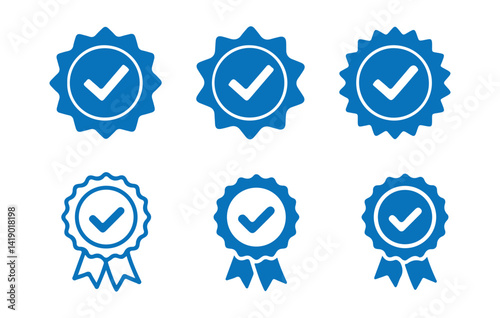 Verified badge icon set. Social media account verification label icons . Check mark icons blue color. Vector illustration
