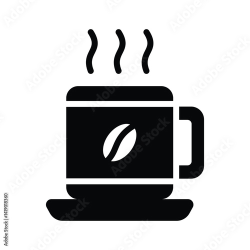 Here is a trendy glyph icon showing hot coffee mug