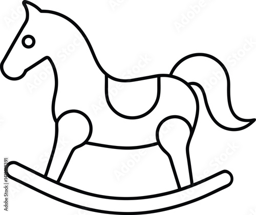 Wooden Horse Toy Vector | Classic Rocker, Vintage Ride-On & Childhood Symbol