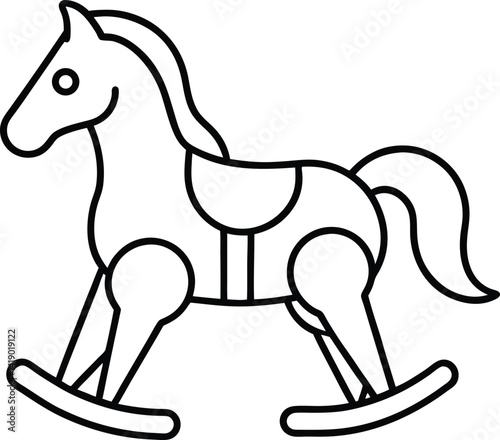 Wooden Horse Toy Vector | Classic Rocker, Vintage Ride-On & Childhood Symbol