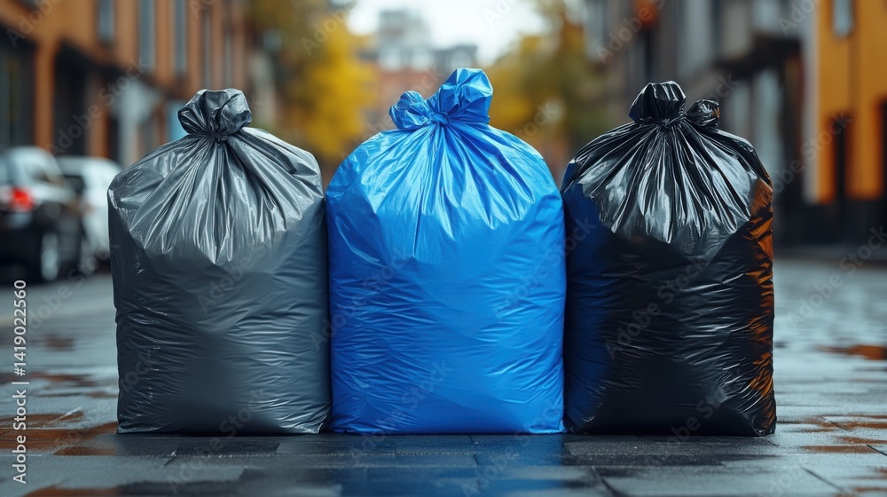 Three stand out garbage bags