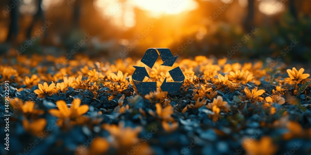 Autumn Recycling Symbol in the Forest