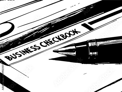 Business checkbook management office space financial document professional environment close-up view business strategy