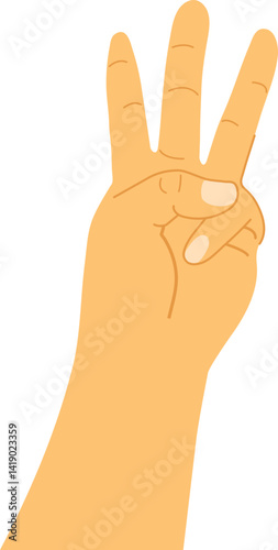 three fingers hand gesture illustration